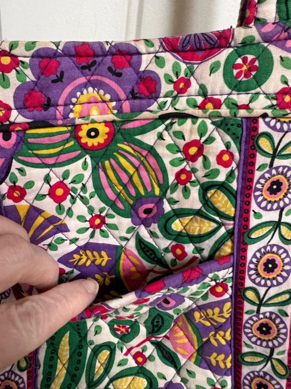 Vera Bradley Quilted Shoulder Tote in Retired “Viva La Vera" Pattern. 14”x9”x4” - Picture 3 of 6